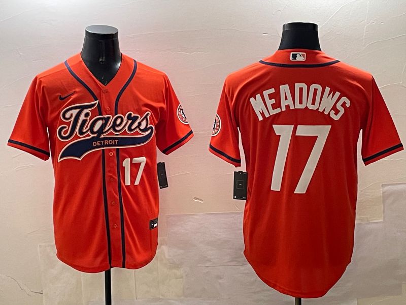 Men Detroit Tigers #17 Meadows Orange Joint Name Game 2025 Nike MLB Jersey style 3->detroit tigers->MLB Jersey
